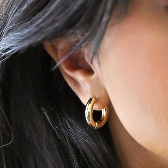 Medium Gold Chunky Hoop Earrings