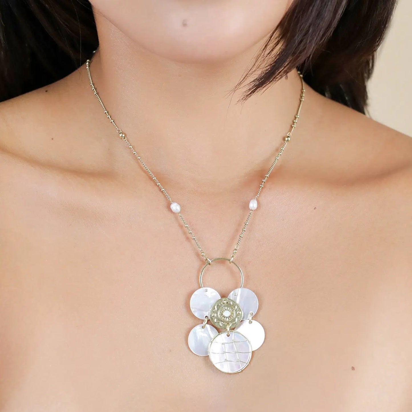 Kimberley Multi Disc Mother of Pearl Necklace