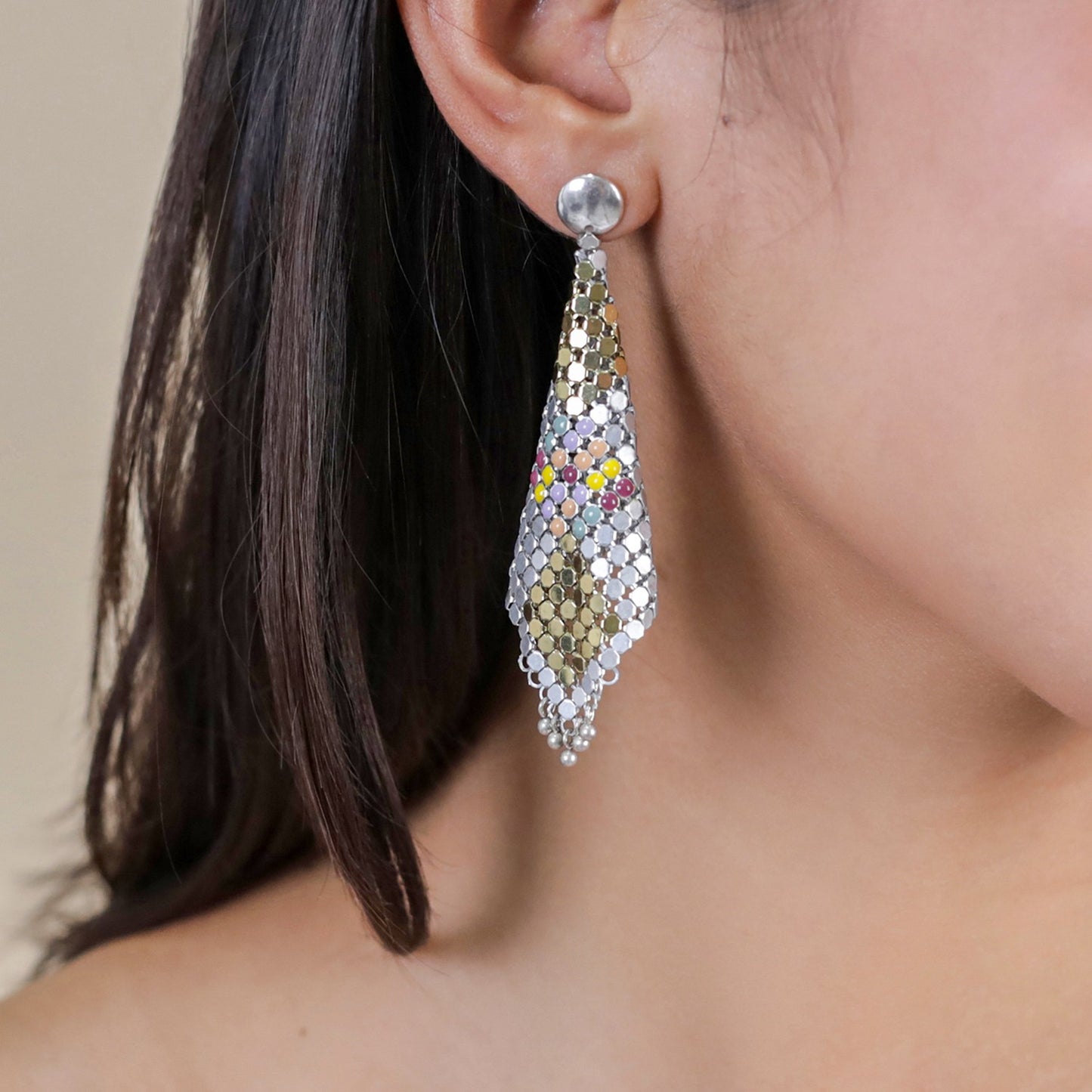 Slinky Chainmail Silver Earrings