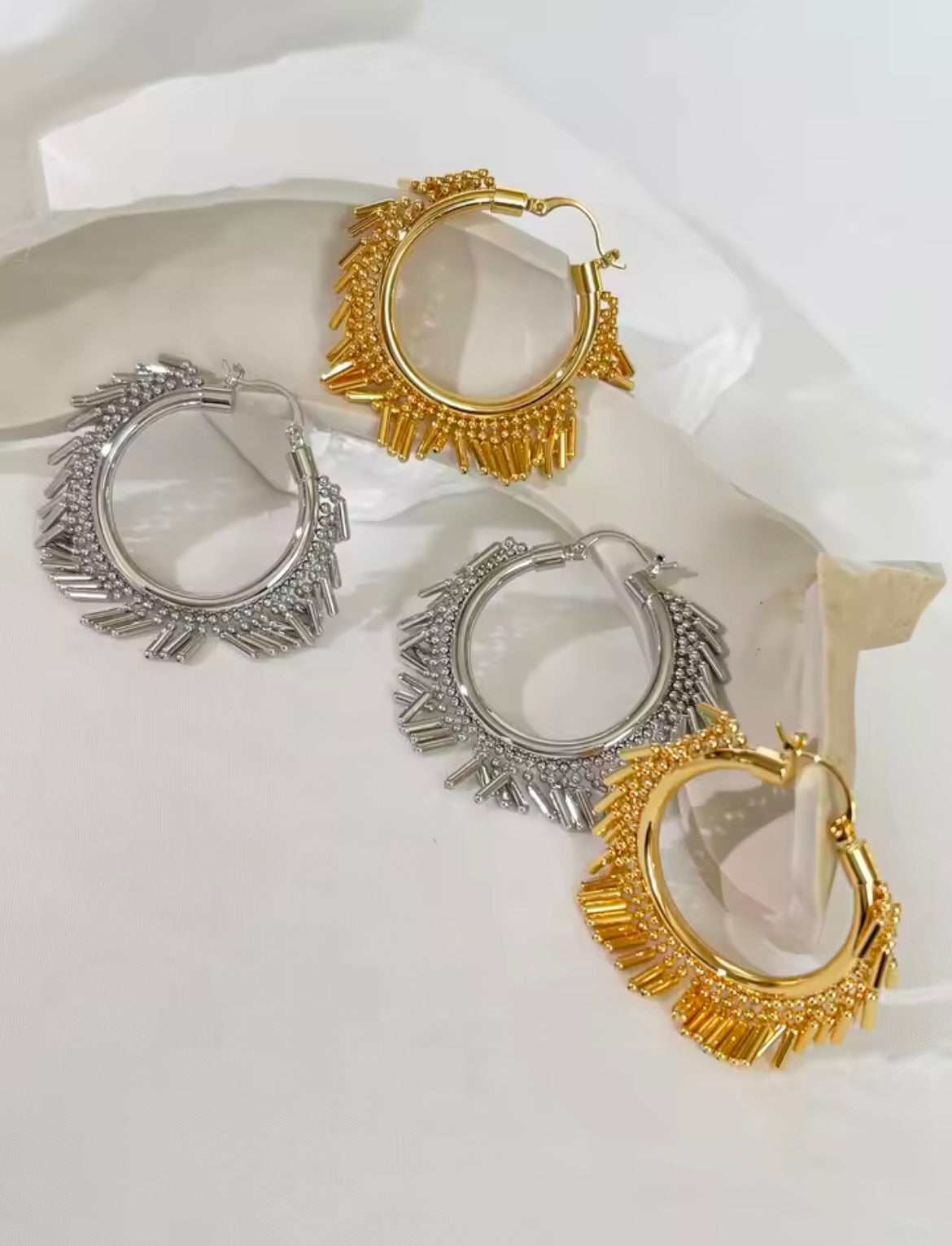 Large Silver Fringe Hoops