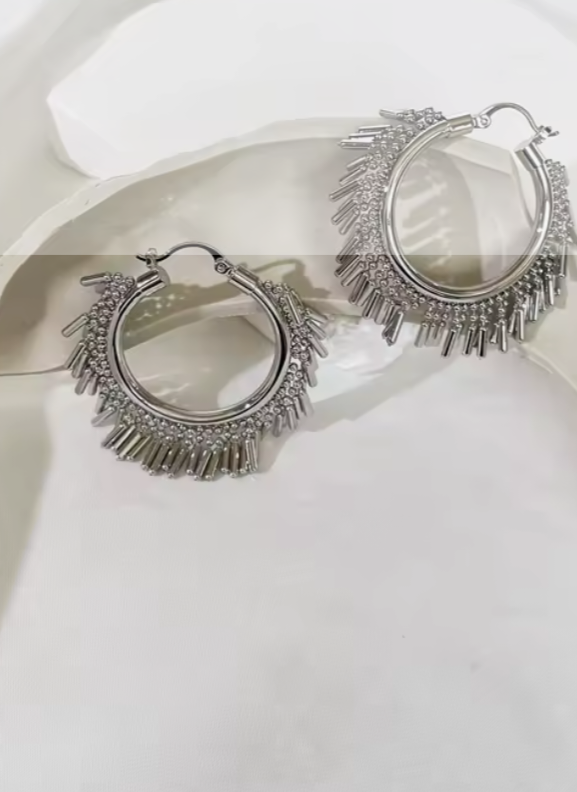 Large Silver Fringe Hoops
