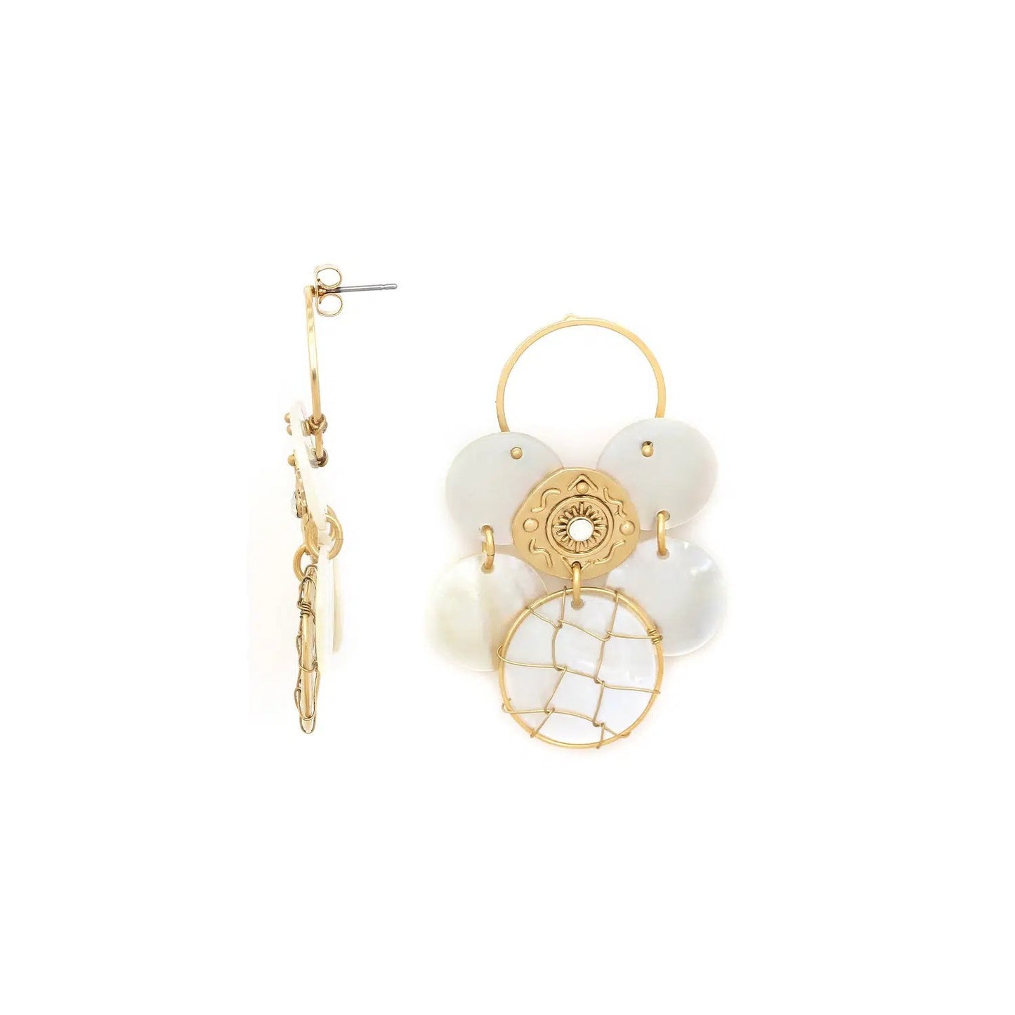 Kimberley Multi Disc Mother of Pearl Large Hoop Earrings