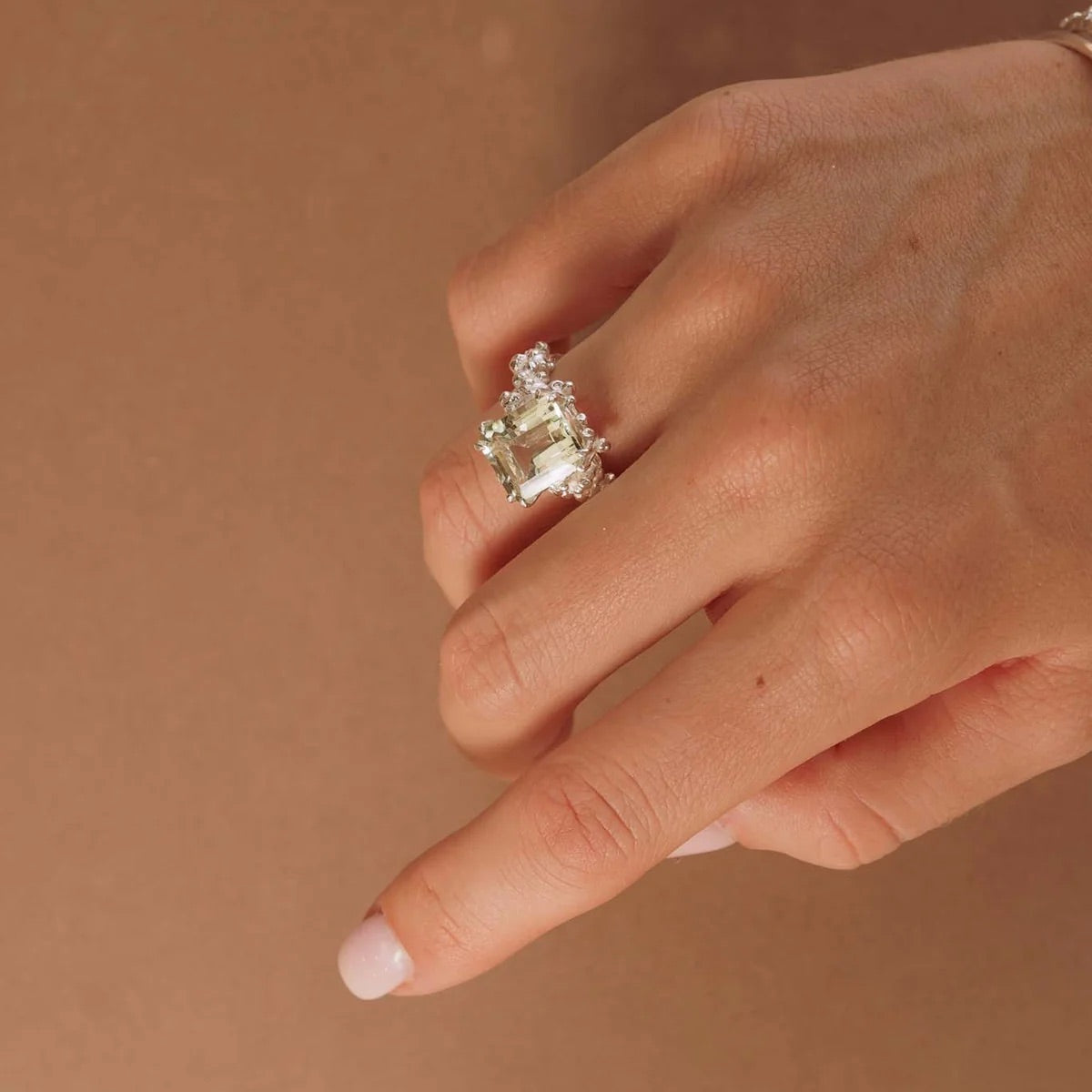 Silver Giselle Green Quartz Ring