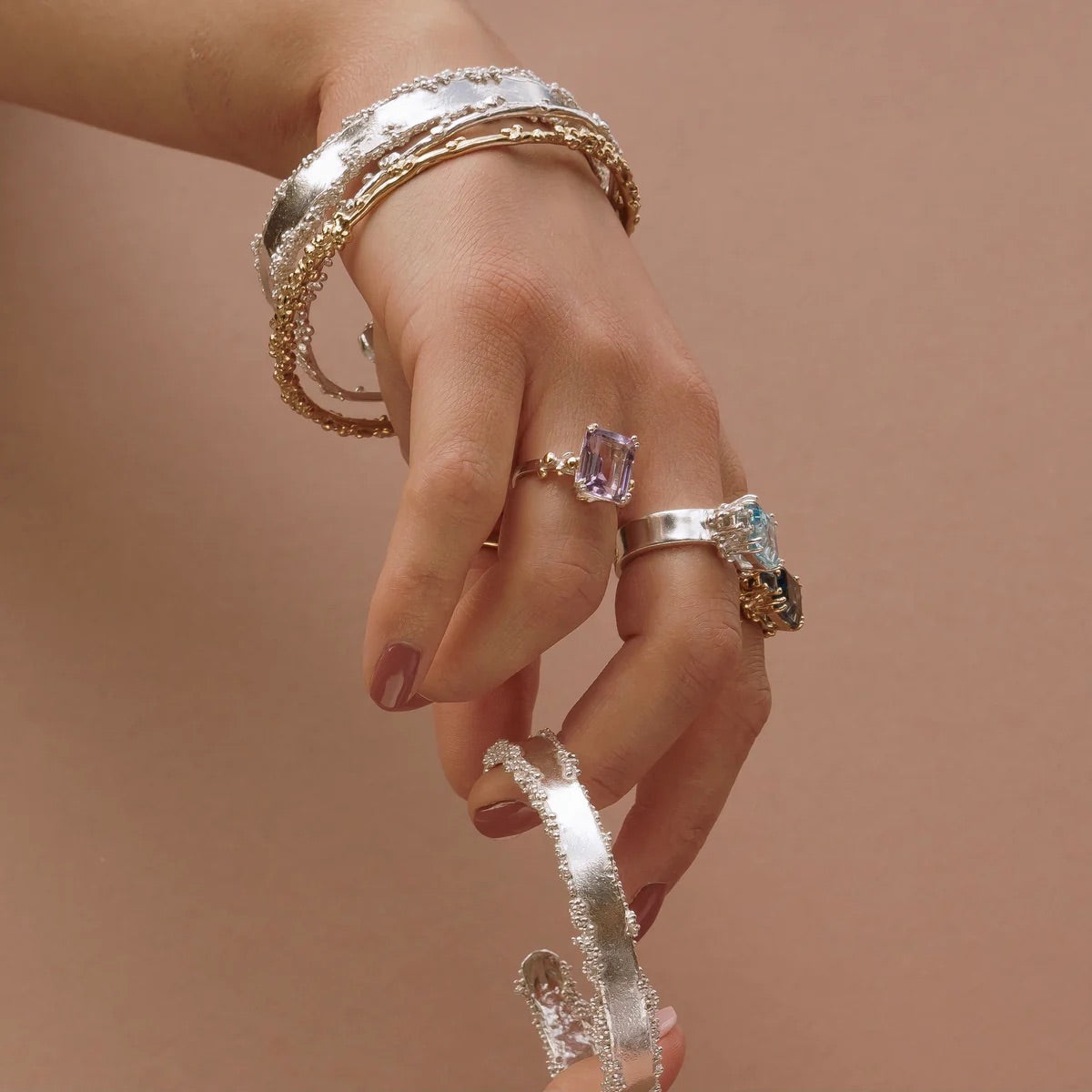 Silver Giselle Green Quartz Ring