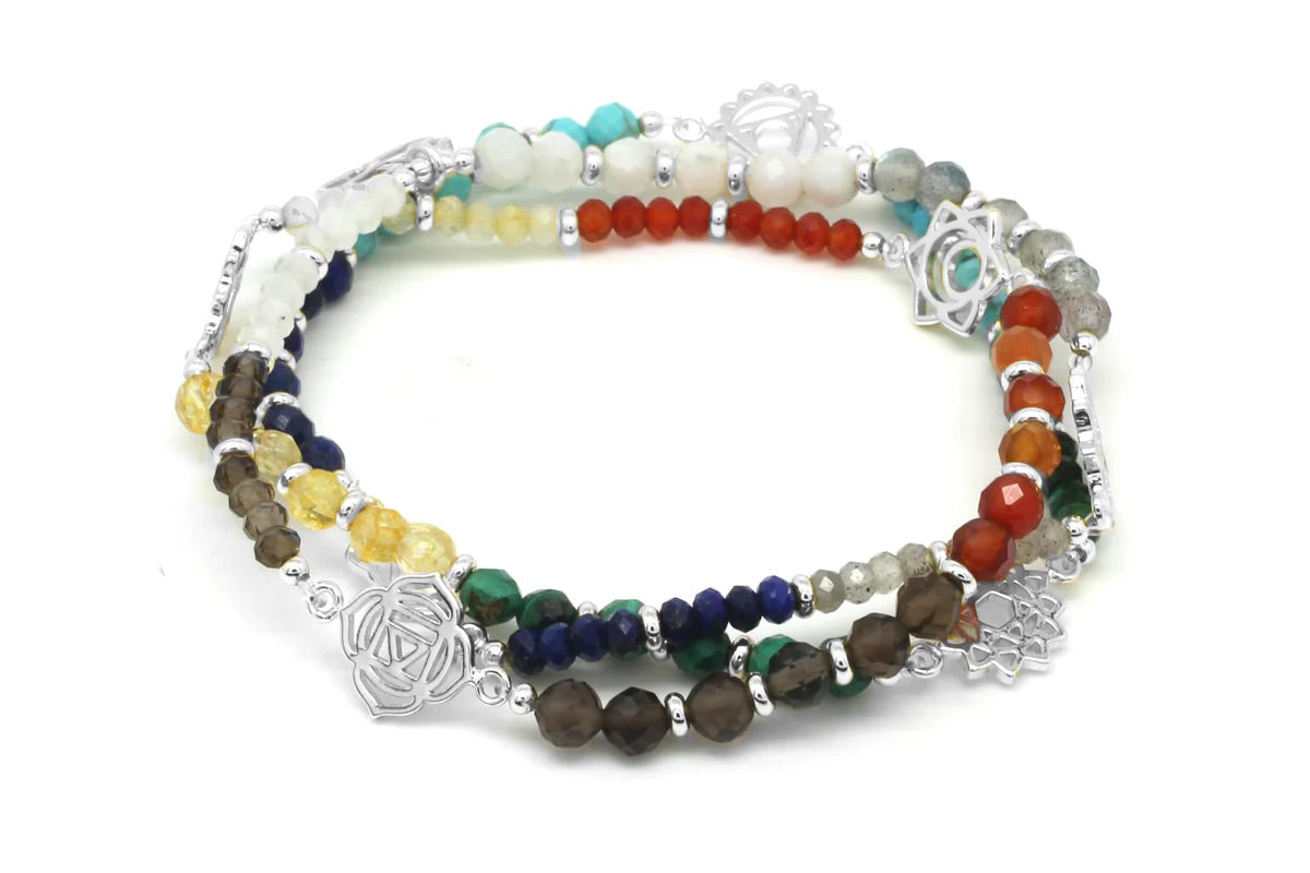 Silver Chakra Multi Gemstone Necklace/Bracelet