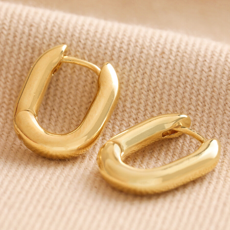 Chunky Gold Small Oval Huggie Hoop Earrings