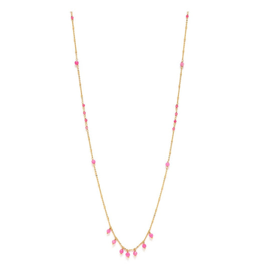 Long Layering Pink Agate Necklace