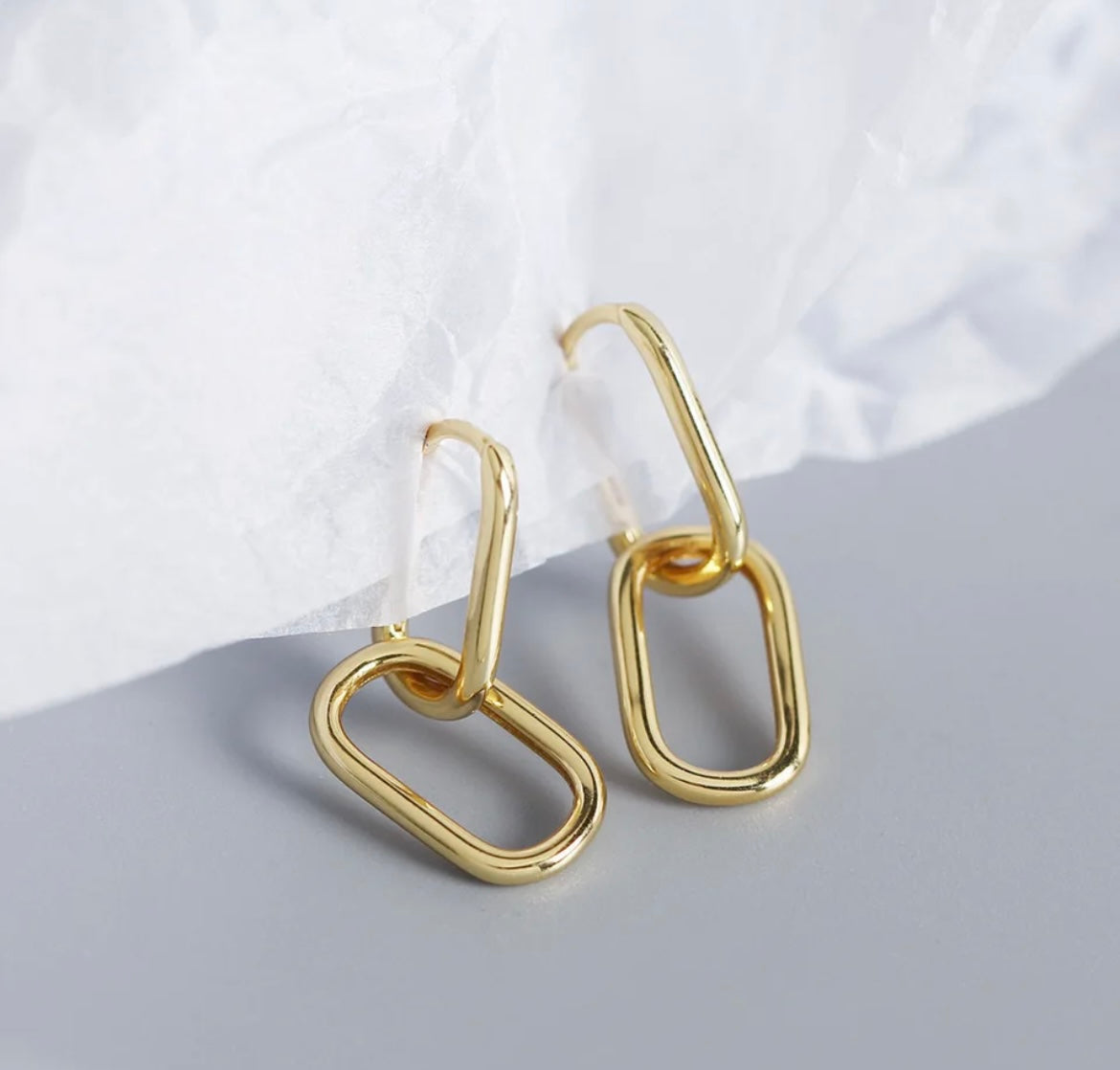 Silver Oval Hoop Detachable Earrings
