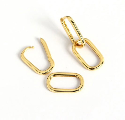 Gold Oval Hoop Detachable Earrings
