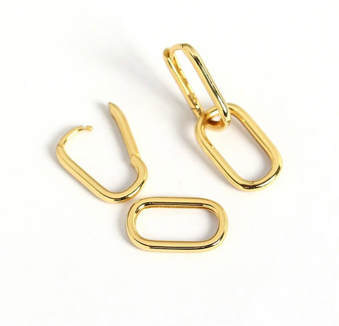 Silver Oval Hoop Detachable Earrings