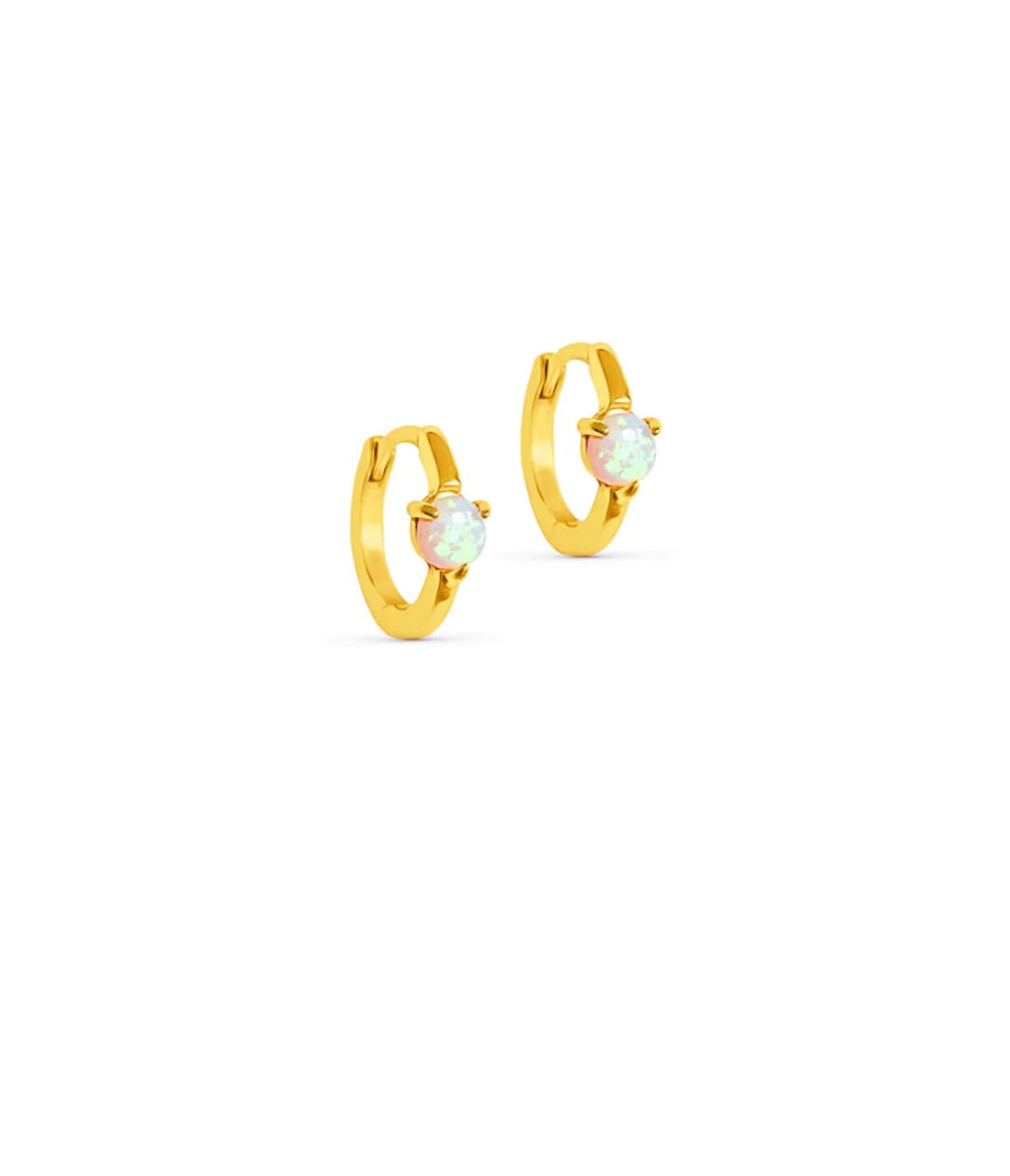 Gold Opal Small Huggie Hoop Earrings