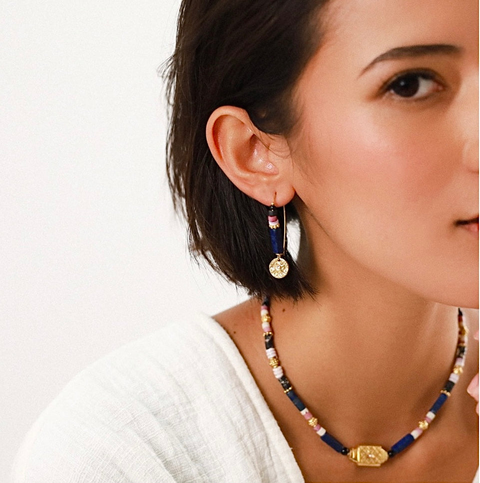 Cleopatra Lapis Hook Earrings