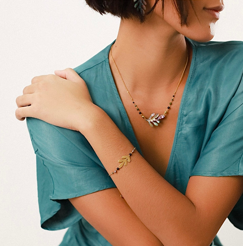 Julia Leaf Gemstone Bracelet