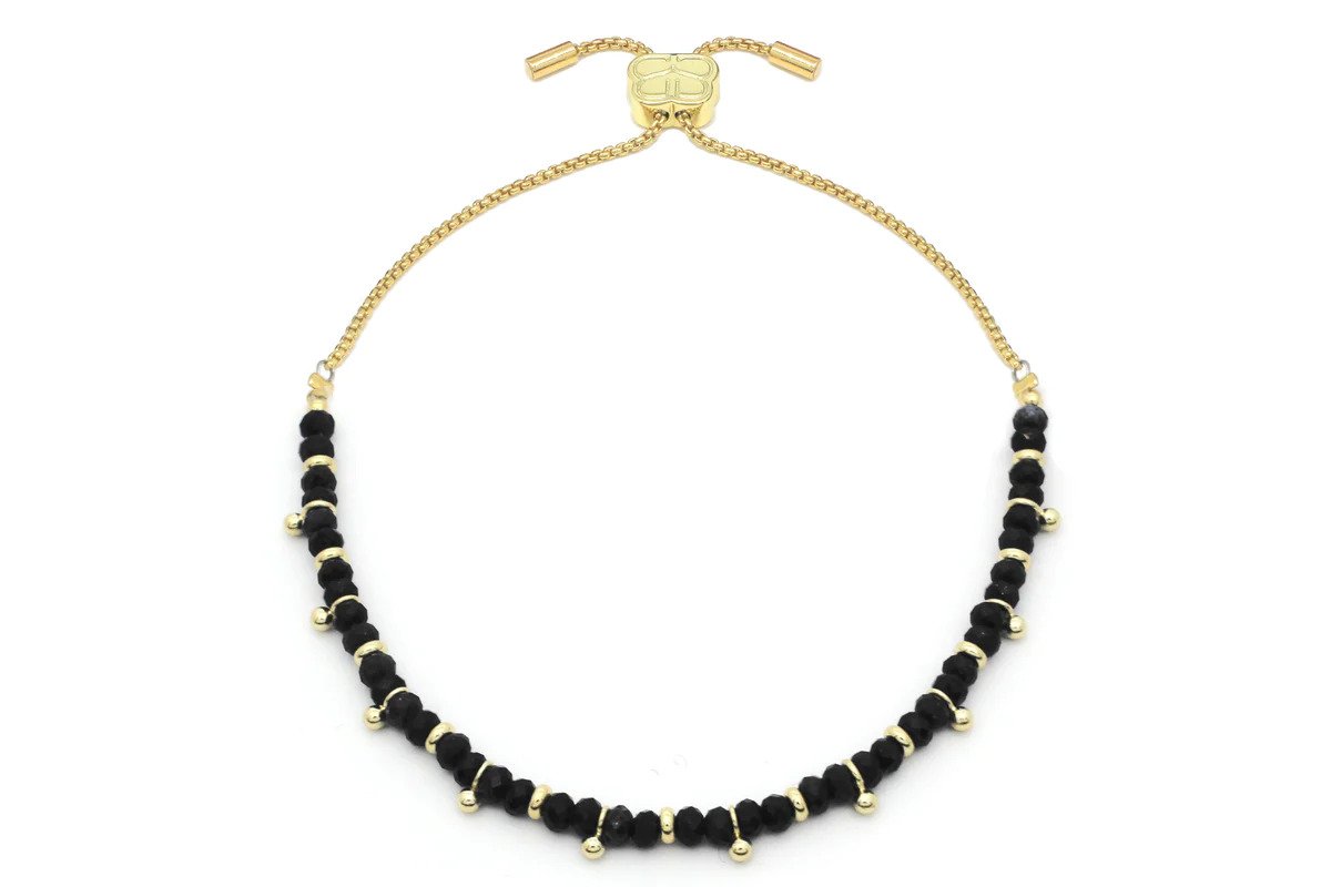 Harmony Black Spinel Beaded Gold Bracelet