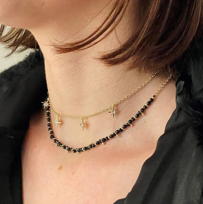 Salus Black Spinel Gold Necklace