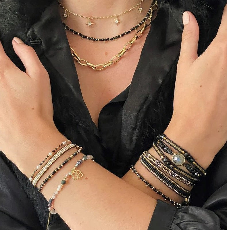 Salus Black Spinel Gold Necklace