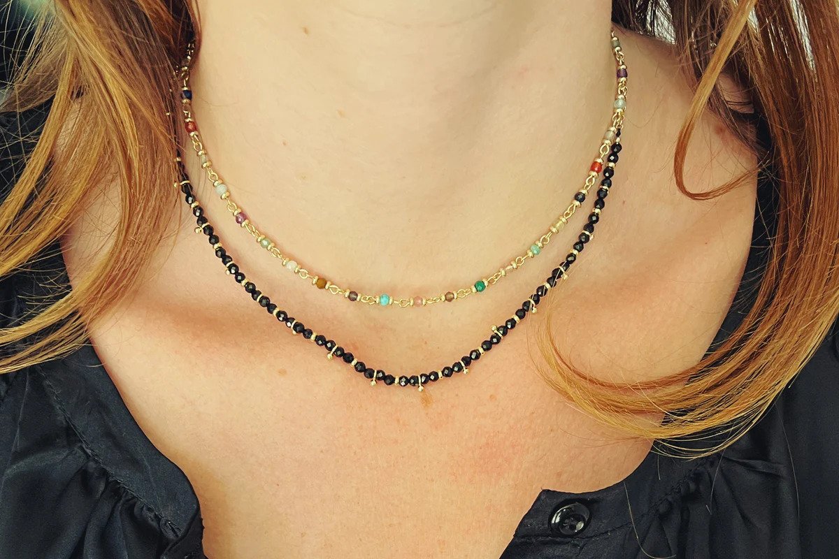 Salus Black Spinel Gold Necklace
