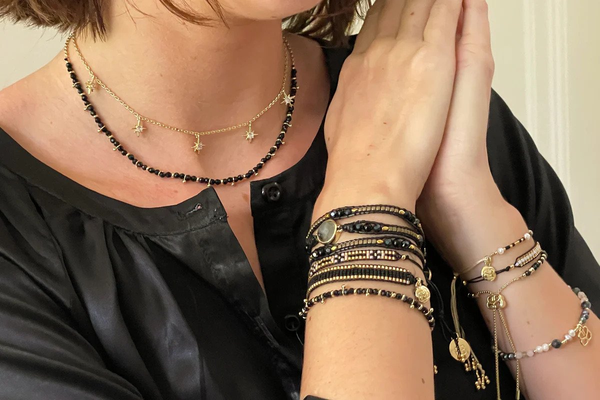 Salus Black Spinel Gold Necklace