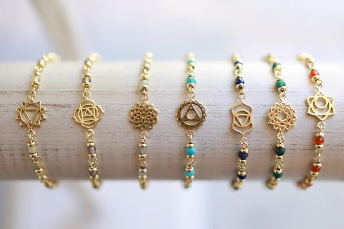 Heart Chakra Gold Malachite Gemstone Bracelet