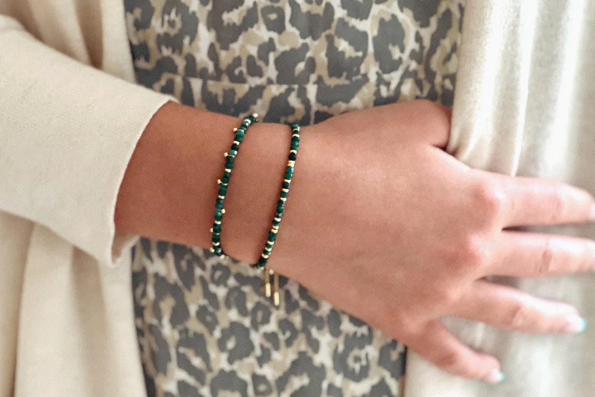 Harmony Malachite Beaded Gold Bracelet
