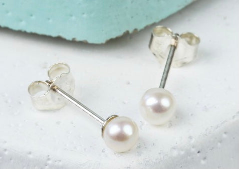 Medium White Pearl Studs