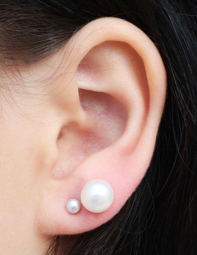 Medium White Pearl Studs