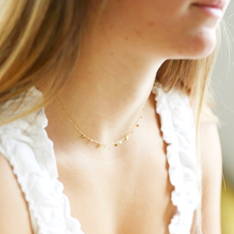 Tiny Delicate Gold Stars Necklace