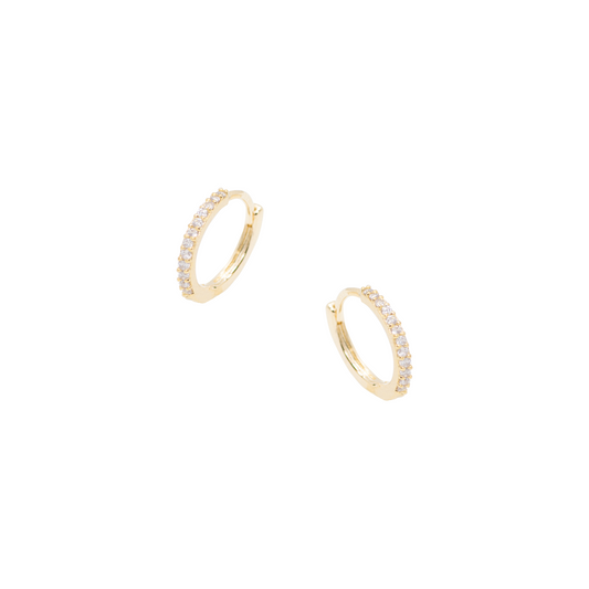 Single Thin Small Gold CZ Hoop