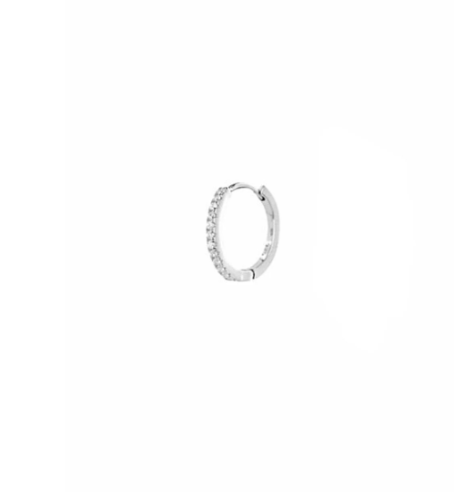 Single Tiny Silver CZ Huggie Hoop