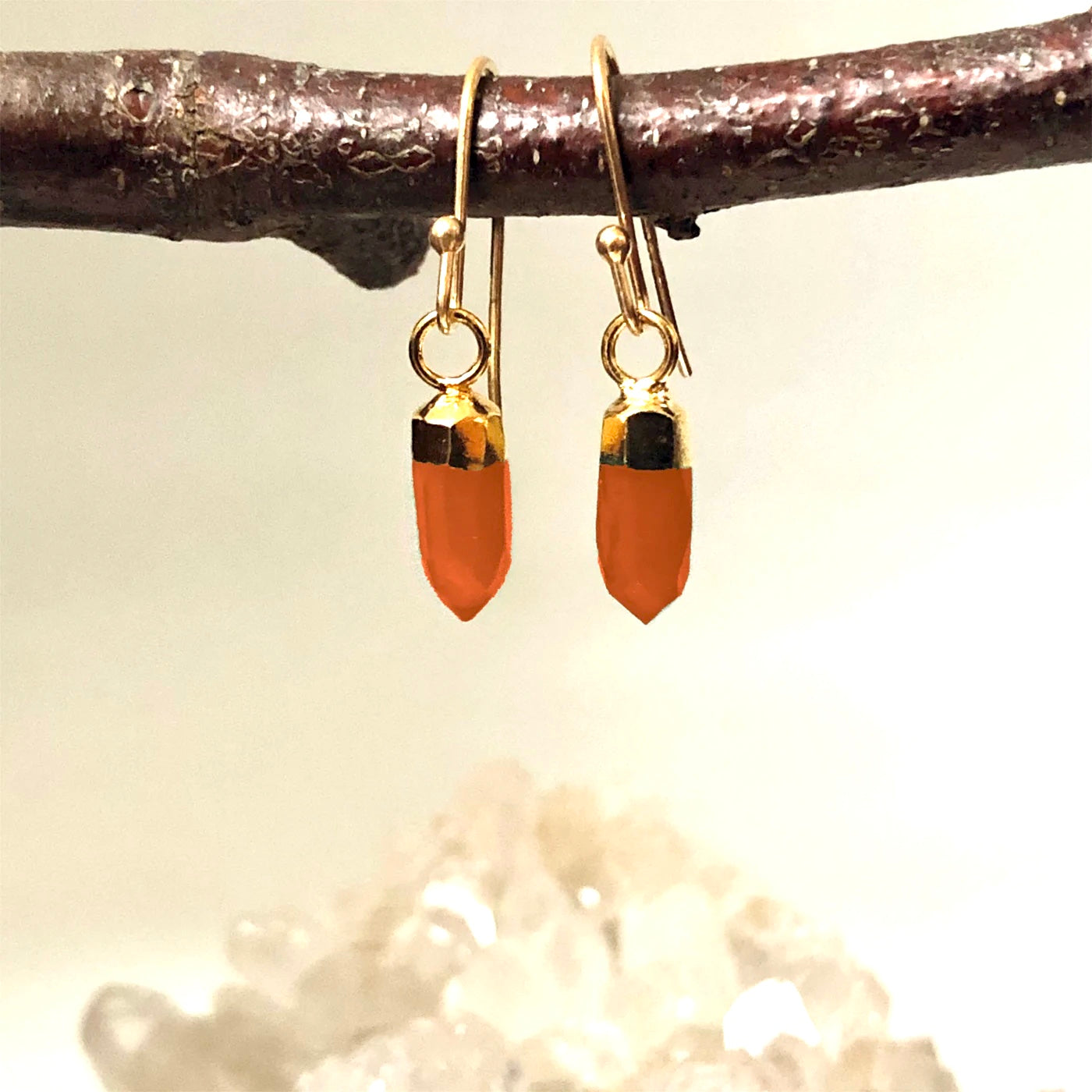 Mini Point Carnelian Pendant on Gold Satellite Chain