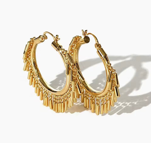 Large Gold Fringe Hoops
