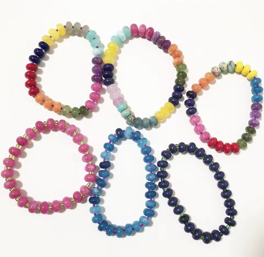 Colourful Summer Gemstone Boho Bracelets