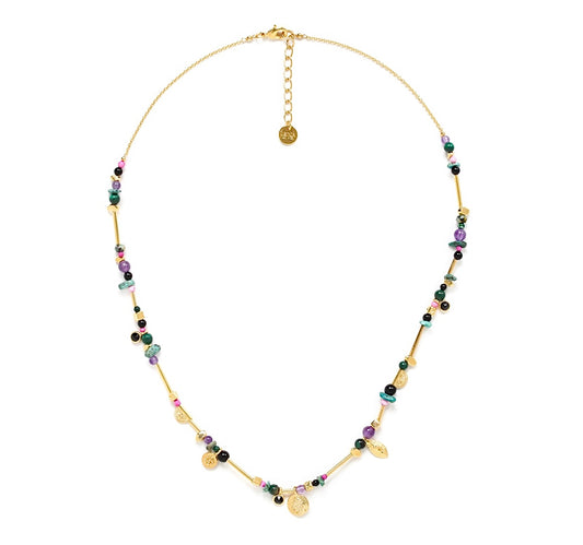 Billie Multi Gemstone Gold Necklace