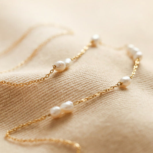 Gold Stainless Steel Freshwater Pearl Delicate Necklace