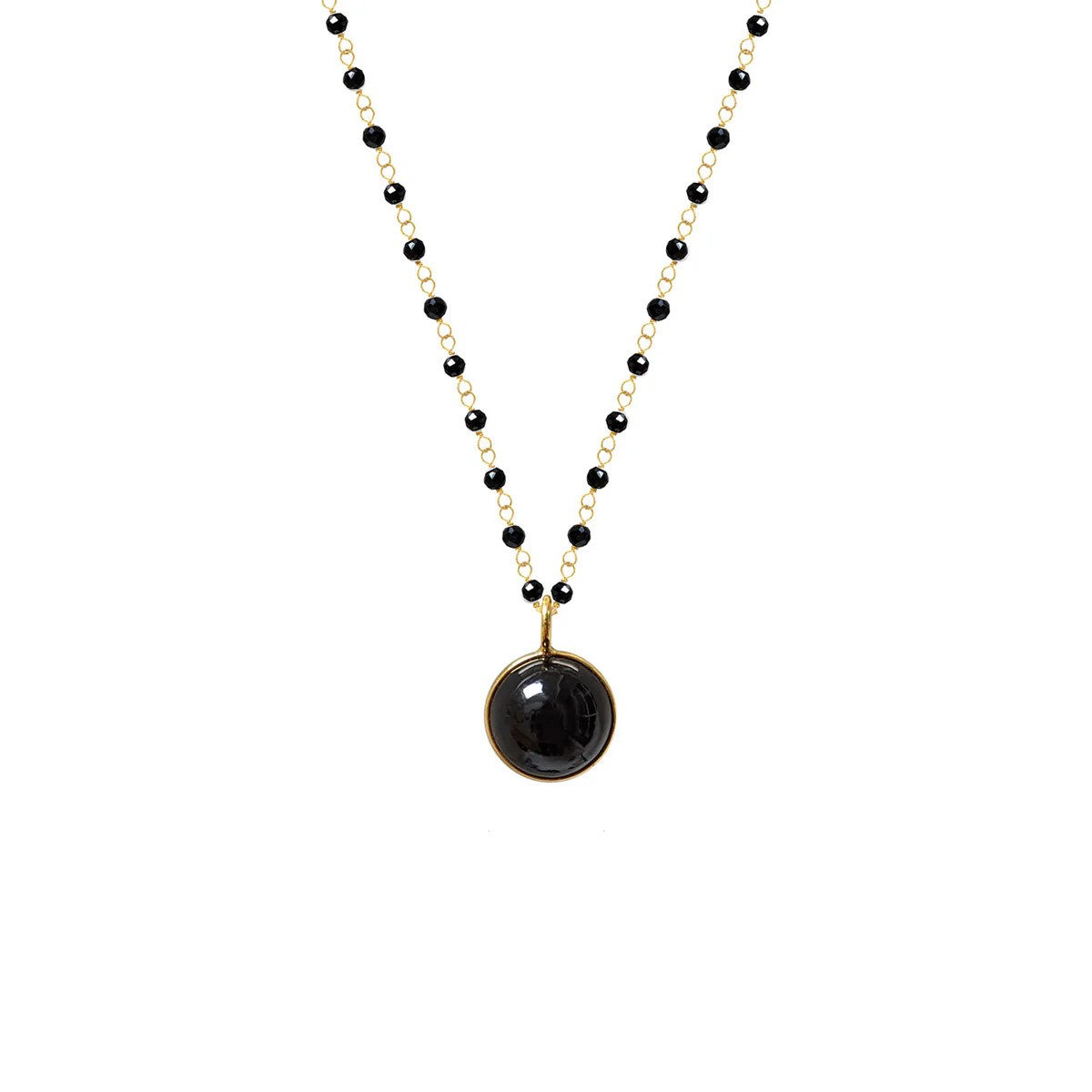 Black Onyx Ball Pendant on Black Onyx Rosary Chain