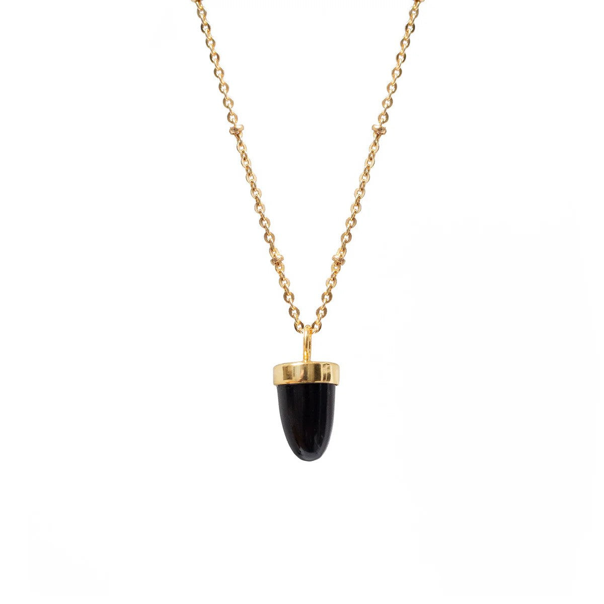 Black Onyx Pendulum Pendant on Long Satellite Chain