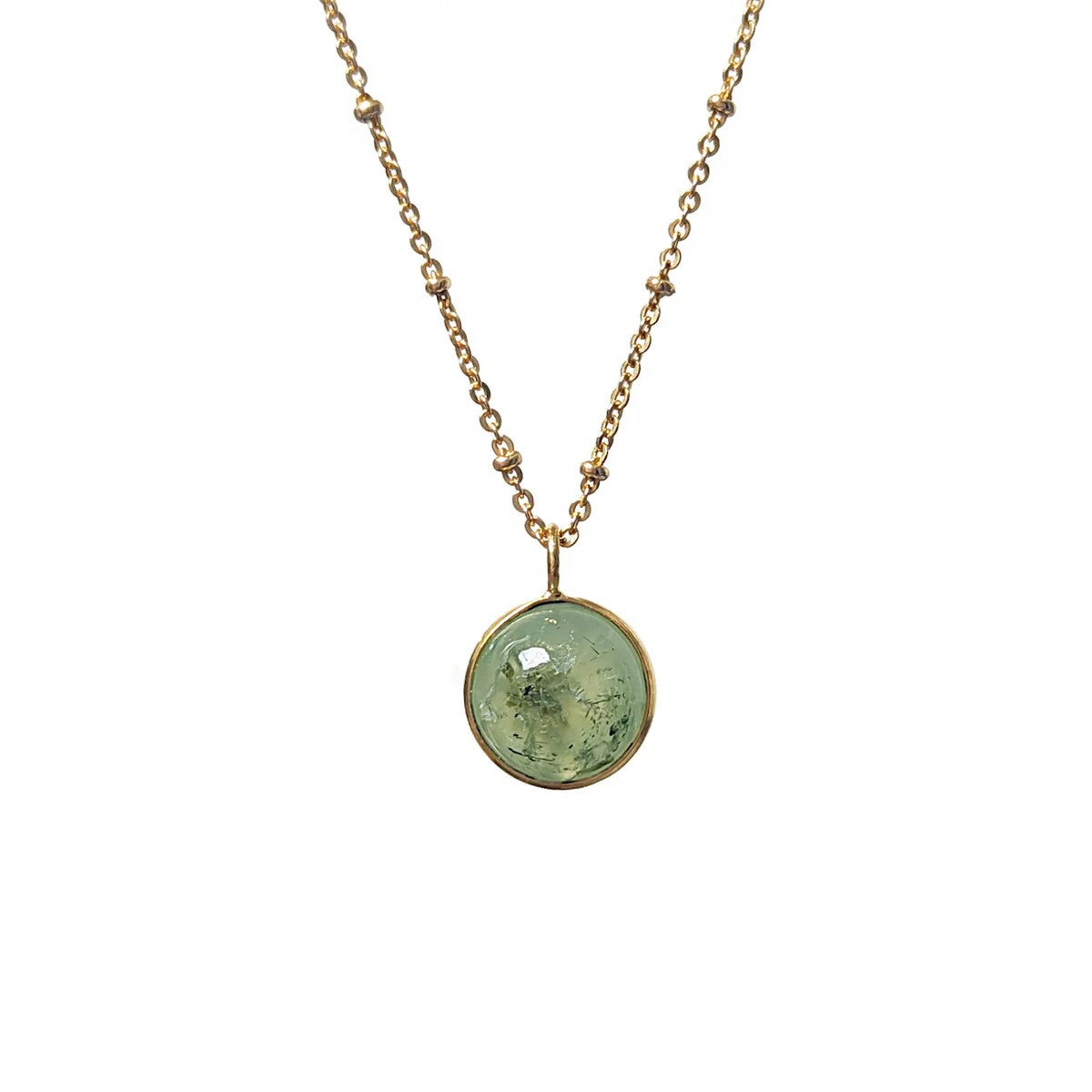 Magic Prehnite Crystal Ball on Long Satellite Chain