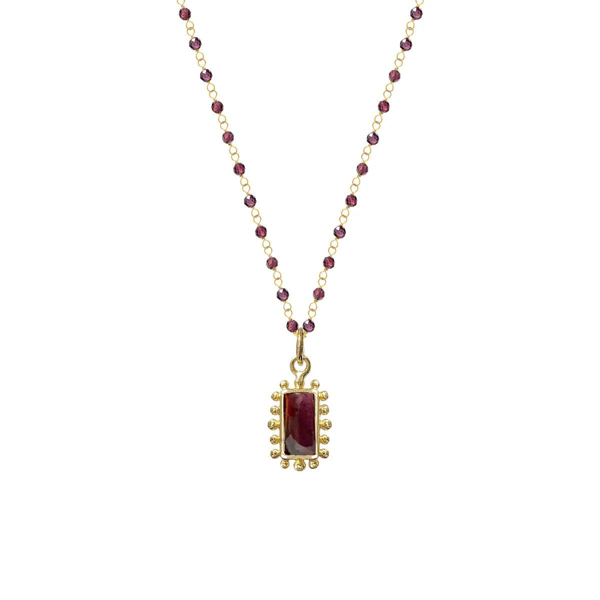 Sigrid Garnet Pendant on Short Garnet Rosary