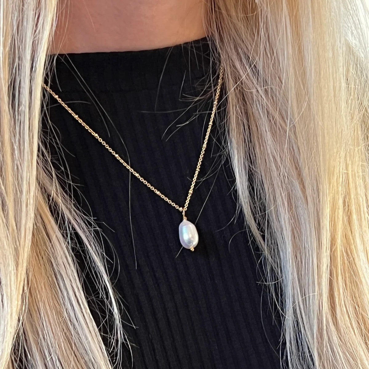 Diana Freshwater Pearl Drop Pendant on Satellite Chain