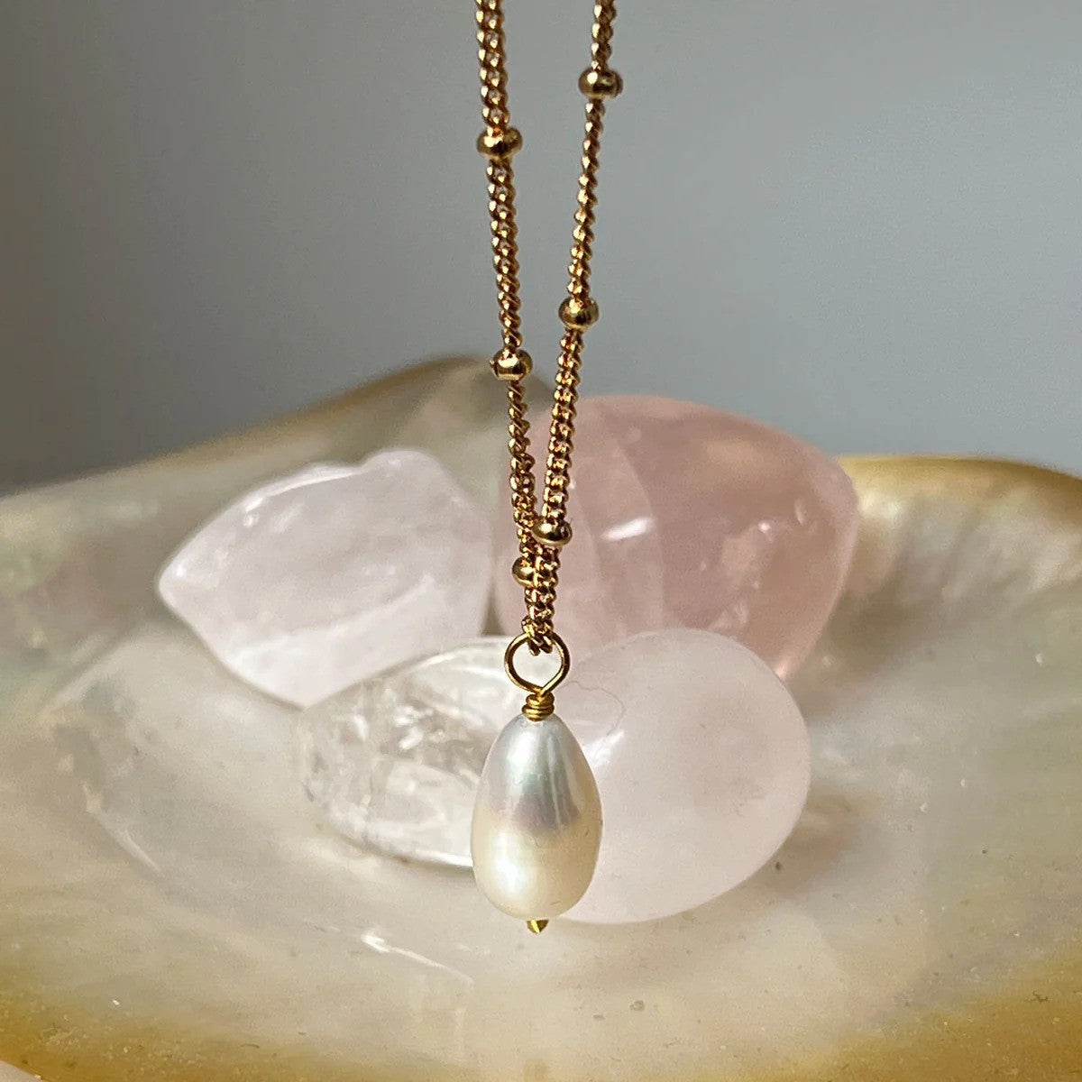 Diana Freshwater Pearl Drop Pendant on Biba Chain