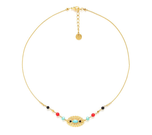 Lolita Gold and Turquoise Oval Short Necklace