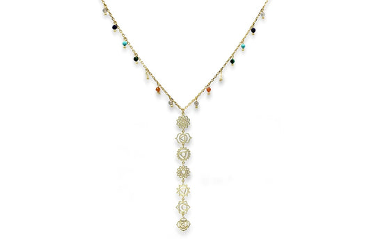 Ajna Gold Multi Gemstone Chakra Pendant Necklace