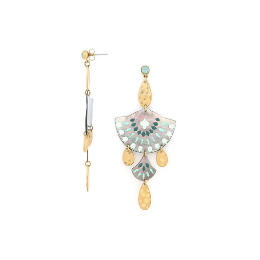 Talulah Extra Large Turquoise Mother of Pearl Drop Earrings