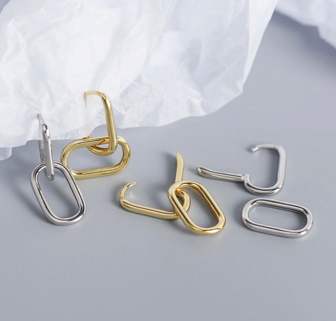 Gold Oval Hoop Detachable Earrings