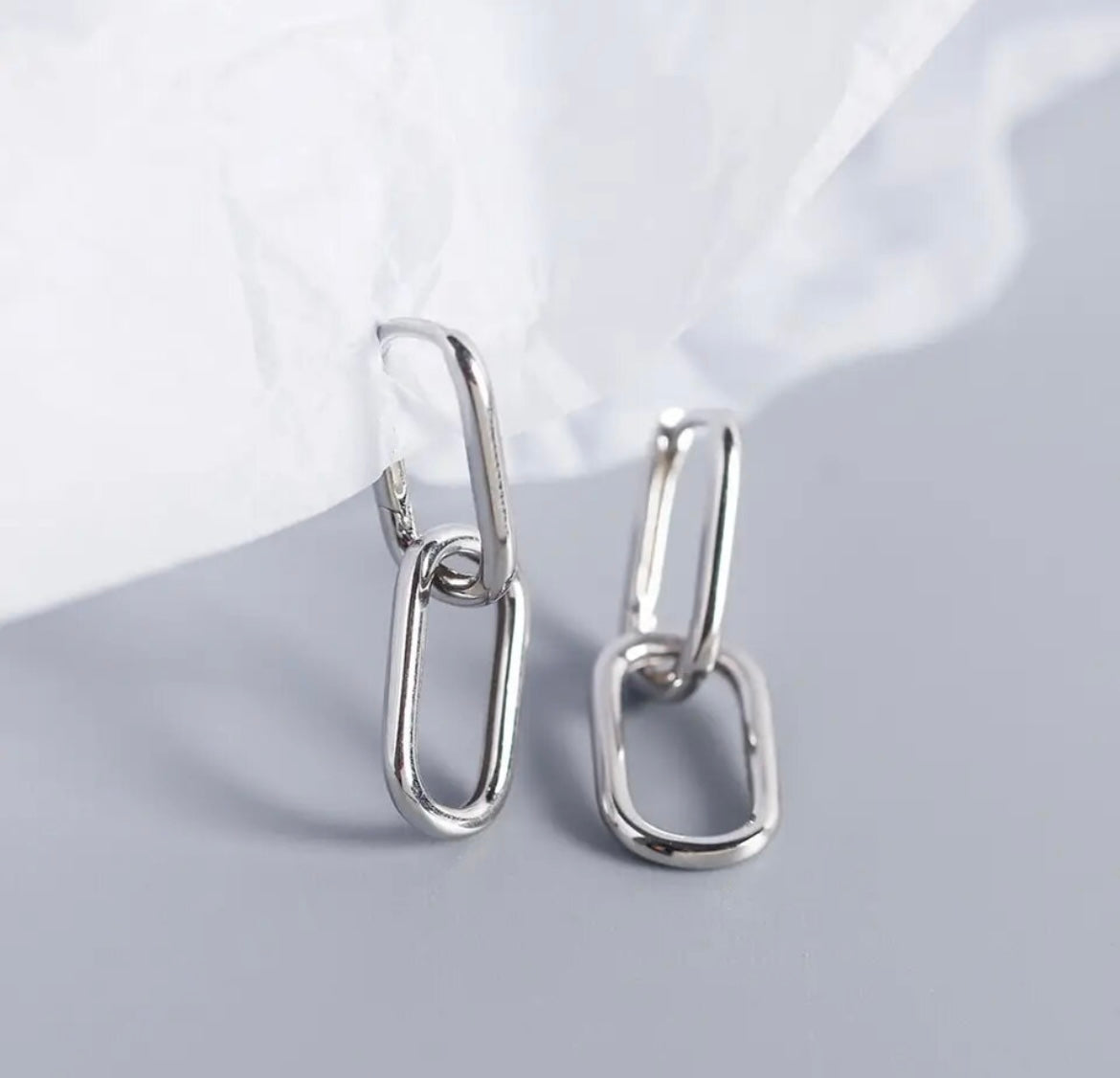 Silver Oval Hoop Detachable Earrings