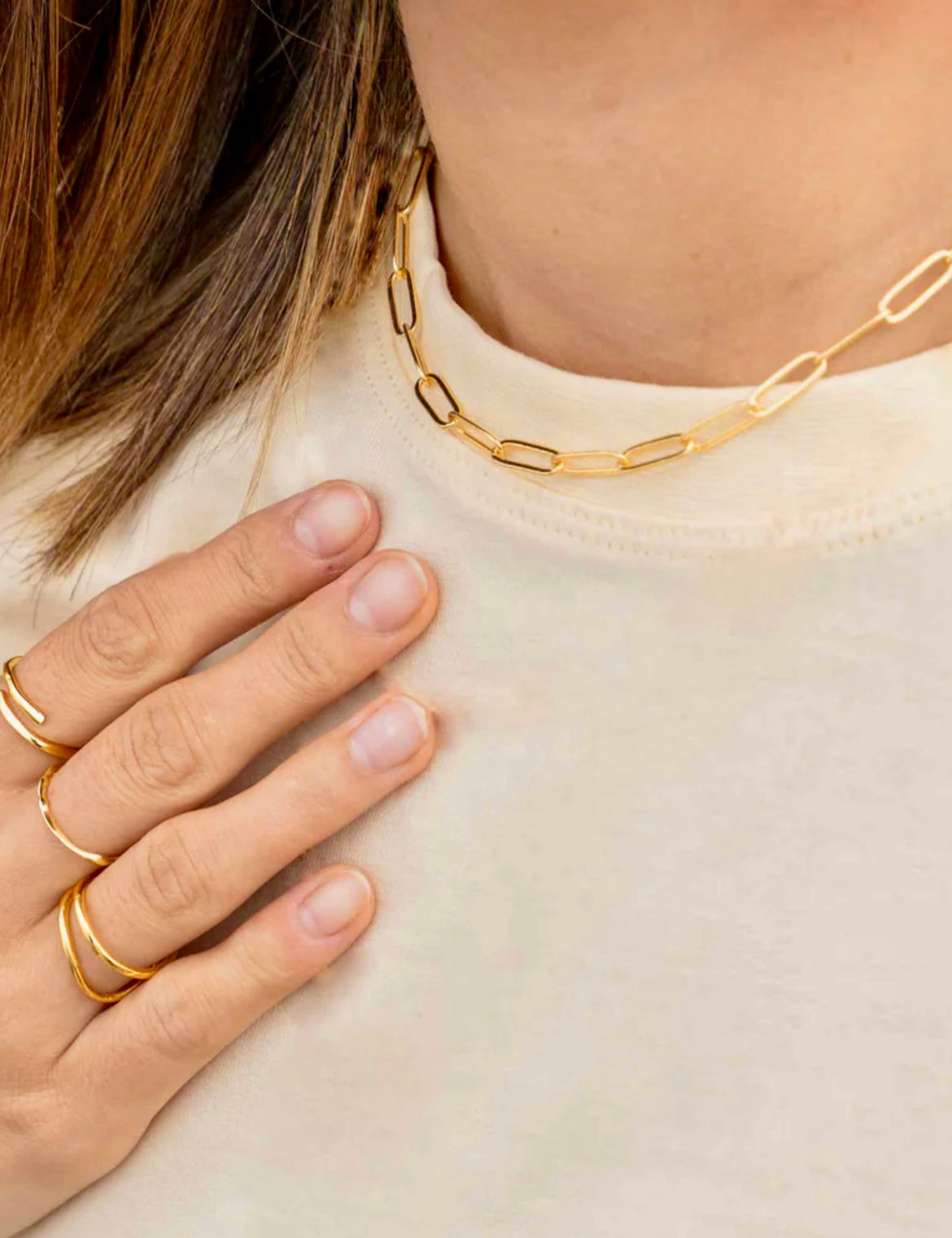 Gold Vermeil Oval Paperclip Chain Necklace