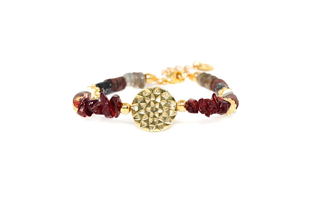 Marie-Antoinette Garnet Disc Bracelet