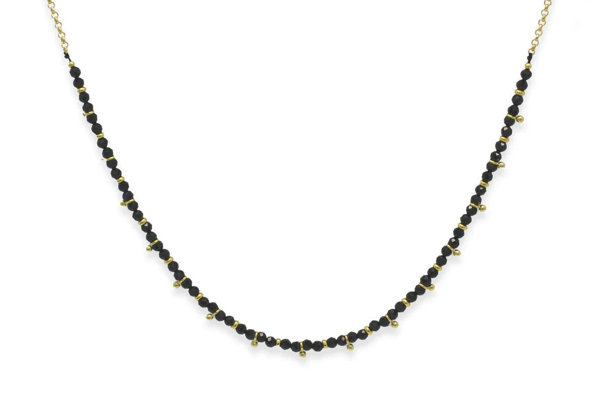 Salus Black Spinel Gold Necklace