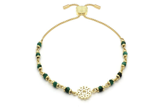 Heart Chakra Gold Malachite Gemstone Bracelet