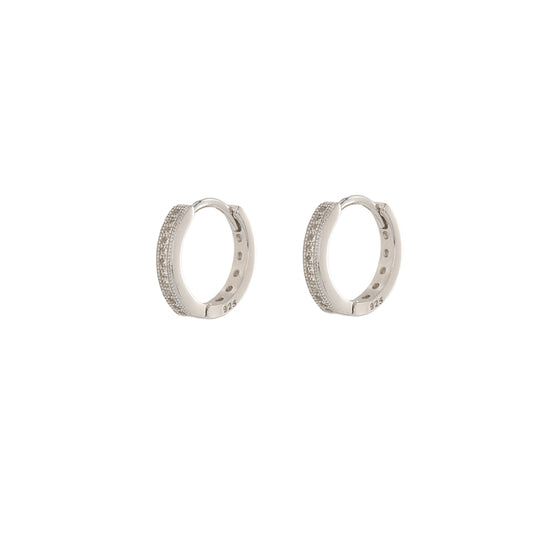 Small Silver CZ Studded Hoops